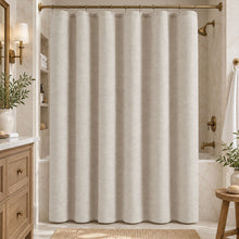 Kate Aurora Serene Haven Wellness Spa Linen Blend Fabric Shower Curtain in Oatmeal
