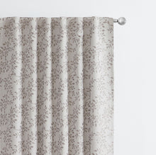 Kate Aurora 1 Piece Floral Leaf Light Reducing & Thermal Linen Blend Window Curtain Panel - 84 in. Long - Taupe/Beige