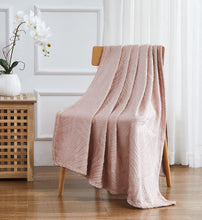 Kate Aurora Floral Ferns Shabby Chic Styled Oversized Ultra Soft & Plush Accent Throw Blanket - Rose