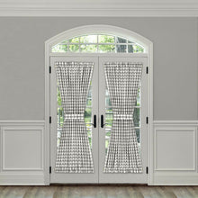Kate Aurora Plaid Country Farmhouse French Door Curtain Panel With Matching Tieback - 25W x 40L, Gray