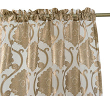 Kate Aurora 7 Piece Hampton Elegance Sheer Curtain Panels & Beaded Valances Set - Burgundy Gold