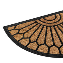 Kate Aurora Manchester Half Circle Welcome Coir Bristled Outdoor All Season Welcome Mat With Rubber Trim - 18"x30"