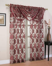 Kate Aurora Organza Sheer Milawi Complete 5 Piece Window Curtain Set - Brick/Burgundy