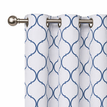Kate Aurora Dorm Essentials Navy Trellis Grommet Top Window Curtain Panel Pair - 84 in. Long