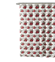 Kate Aurora Holiday Living Red Trucks Evergreens And Candy Canes Sparkly Christmas Fabric Shower Curtain
