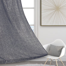 Kate Aurora Glam Chic Living 2 Pack Metallic Foil Sparkle Slub Sheer Grommet Top Curtain Panels - Navy