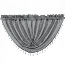 GoodGram 2-Pack: Beaded Emerald Crepe Waterfall Valances - 44 in. W x 37 in. L, Grey