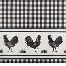 Kate Aurora Lightweight Plaid Country Farmhouse Rooster Window Rod Pocket Curtain Valance - Black