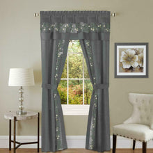 Kate Aurora Complete 5 Pc Window in a Bag Embroidered Floral Country Flax Sheer Curtain & Valance Set - 54 in. W x 63 in. L, 