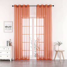 Kate Aurora 2 Piece Extra Long Grommet Top Sheer Voile Window Curtain Pair - 90 in. Long - Spice