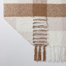 Kate Aurora Country Farmhouse Chic Ultra Soft Chenille Buffalo Check Plaid Throw Blanket - 50" x 60" - Taupe