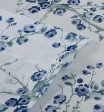 Kate Aurora Complete 3 Piece Rod Pocket Cherry Blossom Cafe Kitchen Curtain Tier & Valance Set - Blue