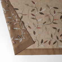 Kate Aurora Shabby Sheer Embroidered Complete 3 Piece Floral Rod Pocket Cafe Kitchen Curtain Tier & Valance Set - Taupe/Linen