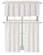 Kate Aurora Metallic Lattice Clover Ultra Luxurious Complete Kitchen Curtain Tier & Valance Window Curtains Set - 58 in. W x 