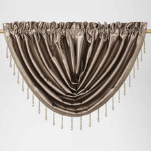 Kate Aurora 6 Piece Maison Estate Collection Semi Sheer Window Curtains & Beaded Valance Set - Taupe