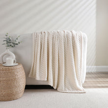Kate Aurora Herringbone Shag Ultra Soft & Plush Accent Throw Blanket - 50 in. W x 60 in. L - Ivory