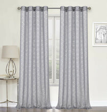 GoodGram Whittier Metallic Sparkle Semi Sheer Grommet Curtain Panels - 54 in. W x 84 in. L, Leighton Gray