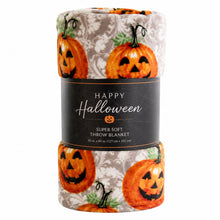 Kate Aurora Happy Halloween Jack O' Lantern Pumpkins Accent Fleece Throw Blanket - 50 in. x 60 in.