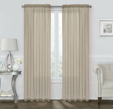 Kate Aurora Coastal Pastel Colored Light & Airy Sheer Voile Window Curtains - 52 in. W x 84 in. L, Linen