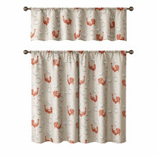 Kate Aurora Living Country Farmhouse Red Rooster Barn 3 Piece Kitchen Curtain Tier & Valance Set - 56 in. W x 15 in. L