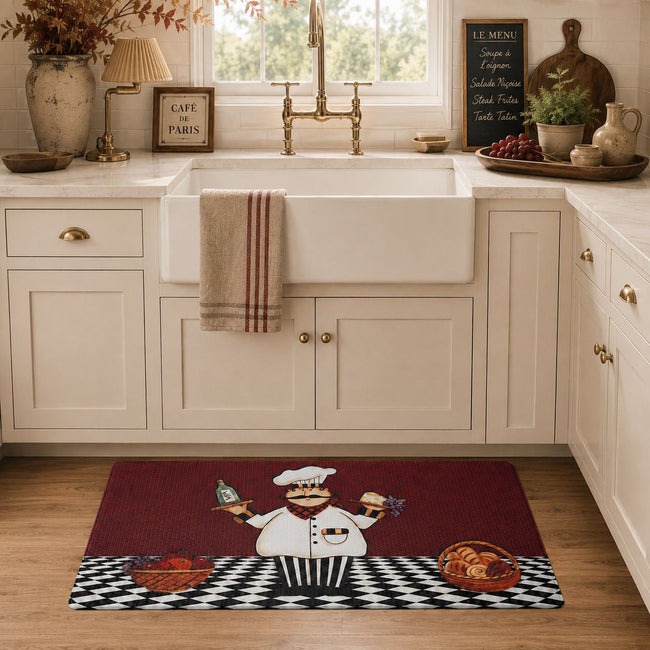 GoodGram Gourmet Pastry Fat Chef Memory Foam Anti-Fatigue Kitchen Floor Mat - 18 in. W x 30 in. L