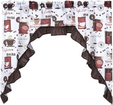 GoodGram Complete 3 Piece Rod Pocket Cafe Tier & Swag Valance "Coffee Shoppe" Kitchen Curtain Set