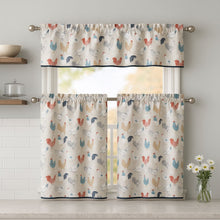 Kate Aurora 3 Piece Cafe Rod Pocket Autumn Country Rooster Kitchen Curtain Tier & Valance Set - Neutral