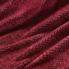 Kate Aurora 2 Pack Burgundy & Ivory Christmas Coordinated Herringbone Accent Throw Blankets