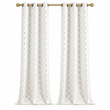 Kate Aurora 2 Pack Cotton Blend Shabby Metallic Quatrefoil Lattice Ultra Luxurious Grommet Top Window Curtain Panels - 38 in.