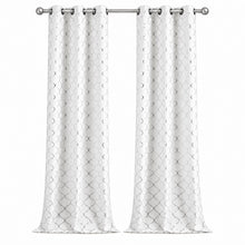 Kate Aurora 2 Pack Cotton Blend Shabby Metallic Quatrefoil Lattice Ultra Luxurious Grommet Top Window Curtain Panels - 38 in.