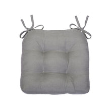 Kate Aurora Country Living Plush Solid Colored Country Farmhouse Reversible Chair Cushions/Pads With Tear Proof Ties - Gray -
