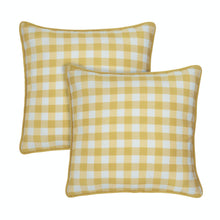 Kate Aurora 2 Pack Country Farmhouse Buffalo Plaid Zippered Pillow Covers - 18 in. W x 18 in. L, Yellow