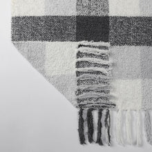 Kate Aurora Country Farmhouse Chic Ultra Soft Chenille Buffalo Check Plaid Throw Blanket - 50" x 60" - Gray