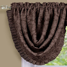 Kate Aurora Custom Rod Pocket Austrian Damask Window Valance With Pleated Trim - Brown