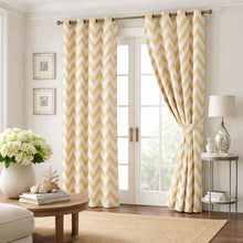 Kate Aurora 2 Piece Yellow Chevron Room Darkening Grommet Top Window Curtain Panels - 84 in. Long