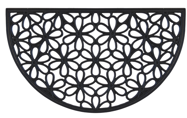 Kate Aurora Mountain Daisies Half Circle Welcome Rubber Outdoor All Season Welcome Mat - 18"x30"