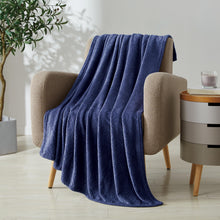Kate Aurora Ultra Soft & Plush Modern Ogee Fleece Throw Blanket Covers - 50 in. W x 60 in. L - Navy