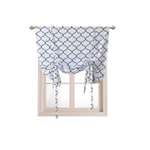 Kate Aurora Living Shabby Chic Trellis Quatrefoil Single Tie Up Window Curtain Shade - 42 in. W x 63 in. L, Navy