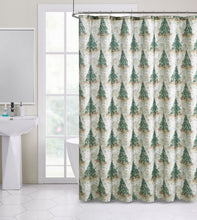 Kate Aurora Holiday Classic Merry Christmas Trees & Gifts Fabric Shower Curtain