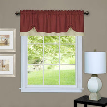 Kate Aurora Country Farmhouse Flax Linen Tie Up Window Valance - 58 in. W x 14 in. L, Burgundy