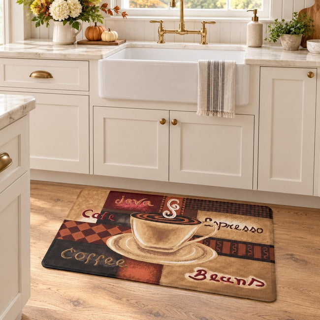 GoodGram Coffee Shoppe Cafe Memory Foam Anti-Fatigue Kitchen Floor Mat - 18 in. W x 30 in. L
