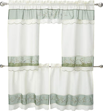 Kate Aurora 5 Piece Embroidered Floral Kitchen Curtain Tier Curtain Valance & Tiebacks Set
