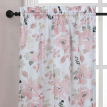 Kate Aurora 3 Piece Belissima Watercolor Floral Cafe Kitchen Curtain Tier & Valance Set - Rose