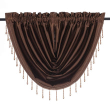 Kate Aurora 6 Piece Maison Estate Collection Semi Sheer Window Curtains & Beaded Valance Set - Chocolate
