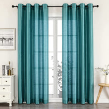 GoodGram Montauk Accents 2 Pack Ultra Luxurious Faux Silk Sheer Grommet Top Curtain Panels - 52 in. W x 84 in. L, Seaside Blu