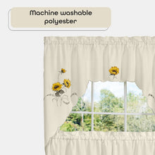 Kate Aurora 3 Piece Light Beige Country Farmhouse Sunflowers Kitchen Curtain Tier And Valance Set