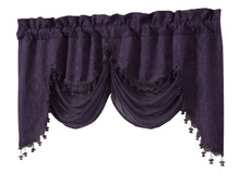 Kate Aurora Georgina Ultra Luxurious Raised Jacquard And Fringed Trimmed Austrian Window Valance - 52 in. W x 28 in. L, Purpl