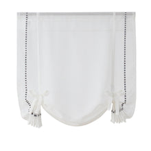 Kate Aurora Rod Pocket Textured Yarn Sheer Tie Up Balloon Curtain Window Panel - 63 in. Long - White