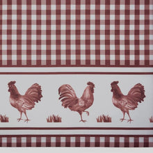Kate Aurora Lightweight Plaid Country Farmhouse Rooster Window Rod Pocket Curtain Valance - Burgundy