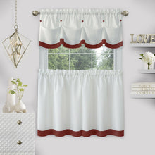 Kate Aurora Country Living Farmhouse 3 Pc Solid Cafe Kitchen Curtain Tier & Tucked Valance Set - 56in W x 24in L, Red